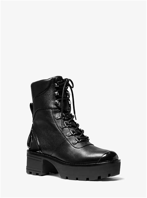 michael michael kors khloe leather and logo combat boot|Michael Kors combat boots sale.